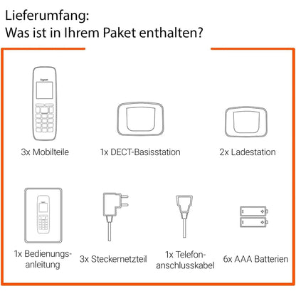 Gigaset Pure 220A Trio DECT-Telefonset mit Anrufbeantworter - anthrazit