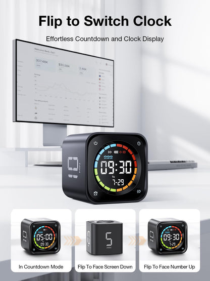 Ticktime TK3 Pomodoro Timer – Würfel-Timer mit Stoppuhr, Schwarz