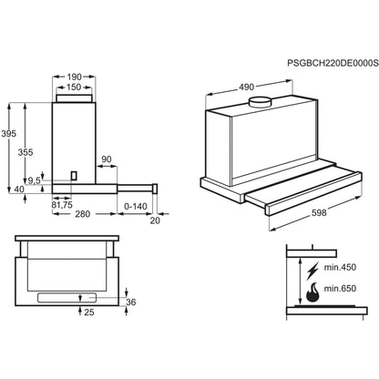 AEG DPE5660B Flachschirm-Dunstabzugshaube – Schwarz