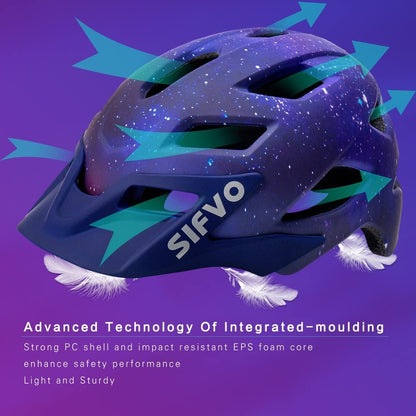 SIFVO Kinderfahrradhelm mit abnehmbarem Visier 50-57 cm