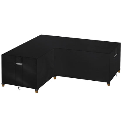 Dokon Gartenmöbel Abdeckung L-Form, wasserdicht, 210 x 260 x 85 cm – schwarz, aus Oxford-Gewebe
