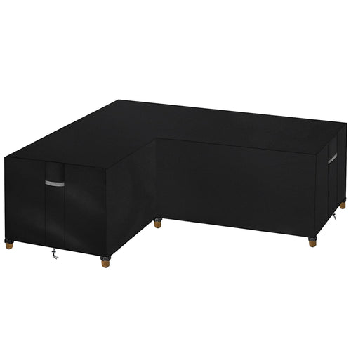 Dokon Gartenmöbel Abdeckung L-Form, wasserdicht, 210 x 260 x 85 cm – schwarz, aus Oxford-Gewebe