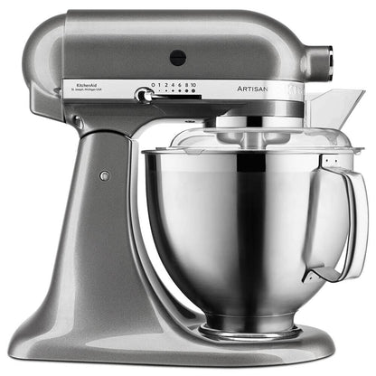 Kitchenaid 5KSM185PSEMS Küchenmaschine, grau, in Standmixer-Form. Zum Rühren, Kneten und Schlagen von Teigen und Zutaten.