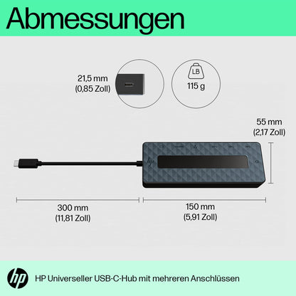 HP USB-C Multiport Hub 7-in-1 Universal Adapter – Schwarz