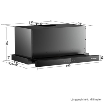 GASLAND BR60BS A++ Flachschirmhaube - umluft 60cm schwarz