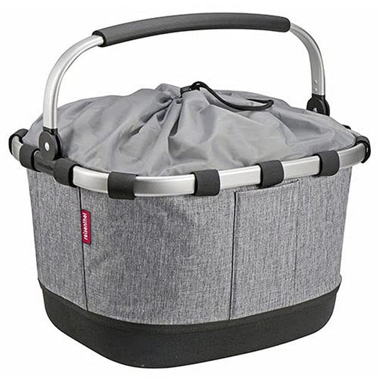 KlickFix Carrybag GT Einkaufs-Fahrradtasche: Graue 24L Tasche zum Transport von Einkäufen am Fahrrad-Gepäckträger.