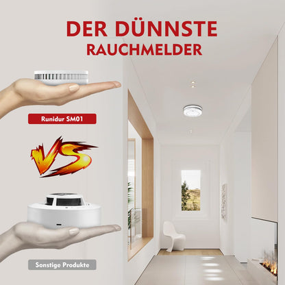 RUNIDUR 6er Rauchmelder Set - 10 Jahre Batterie Weiss