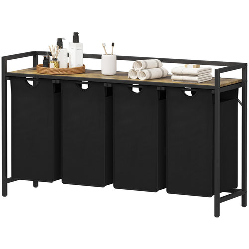 Lifewit Wäschekorb 4 Fächer 168L mit Ablage – Schwarz