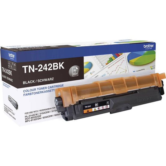 Brother TN242BK Original Lasertonerkassette - schwarz. Liefert schwarzes Tonerpulver für den Laserdruck.