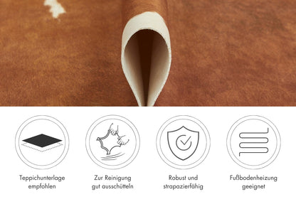 andiamo Amarillo Kunstfell Teppich - 125x155 cm Creme-braun