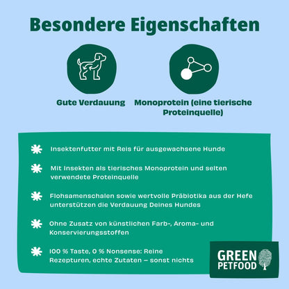 Green Petfood InsectDog Sensitive Trockenfutter Insekten & Reis 10 kg