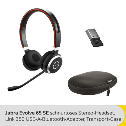 Jabra Evolve 65 SE Headset – MS Teams zertifiziert – Schwarz