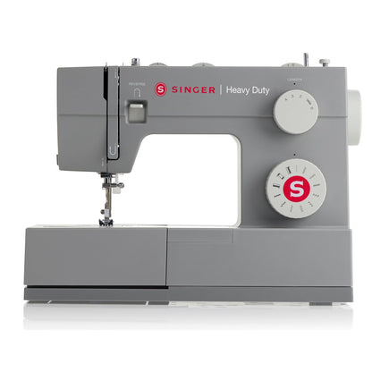 Singer 4411 Nähmaschine Heavy Duty - Hohe Geschwindigkeit. Kompaktes, graues Gehäuse. Näht schnell und zuverlässig robuste Materialien mit Steppstichen.