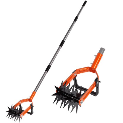 Walensee Rotationsgrubber GT-CT008 2-in-1 Gartenkultivator, Edelstahlstiel, sternförmiger Fräskopf mit Unkrautstecher