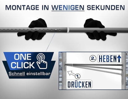 MEISENBERG Duschvorhangstange Teleskop 160-210 cm Grau Ø 32 mm