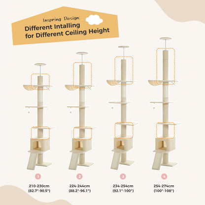 PAWZ Road Kratzbaum Deckenhoch Höhenverstellbar – Beige