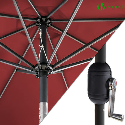 VOUNOT Sonnenschirm 270 cm, knickbar mit Kurbel, UV-Schutz, Rot