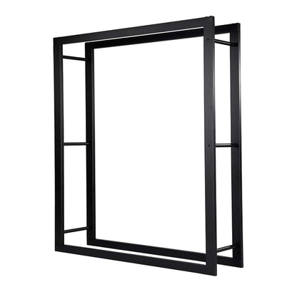 Loywe Kaminholzregal 170x25x140cm - Schwarz Metall. Hohes, rechteckiges Regal aus schwarzem Metall zur ordentlichen Lagerung von Kaminholz.