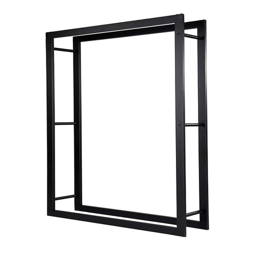 Loywe Kaminholzregal 170x25x140cm - Schwarz Metall. Hohes, rechteckiges Regal aus schwarzem Metall zur ordentlichen Lagerung von Kaminholz.