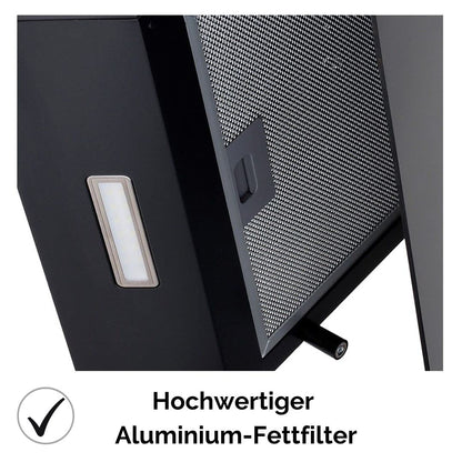YUNA DUANA Dunstabzugshaube – 60cm Schwarz Glas Abluft/Umluft
