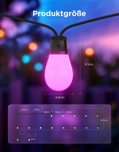 Govee Smart RGBICW LED Aussen-Lichterkette - 15 Meter