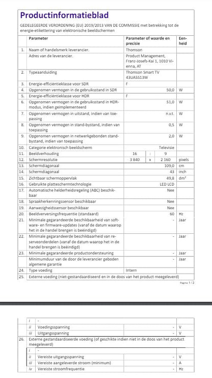 Thomson 43UA5S13W 4K Ultra HD Android Smart TV - Weiss 43 Zoll