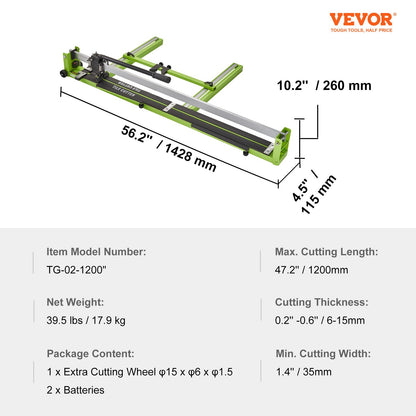VEVOR Manueller Fliesenschneider 1200mm - für Keramik Porzellan
