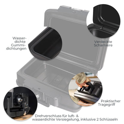 HMF 250452 Feuerfeste Wasserdichte Dokumentenbox – DIN A4 Schwarz