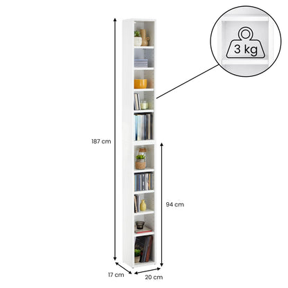 CARO-Möbel CD/DVD-Regal Chart, weiss, 10 Fächer, für bis zu 160 CDs