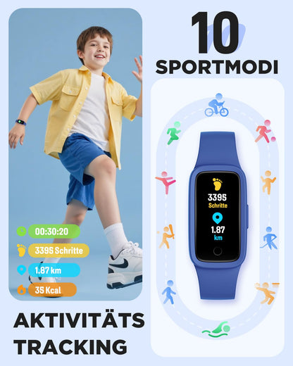BIGGERFIVE Vigor 3 Kinder-Fitnessuhr mit AMOLED, 3ATM, Blau