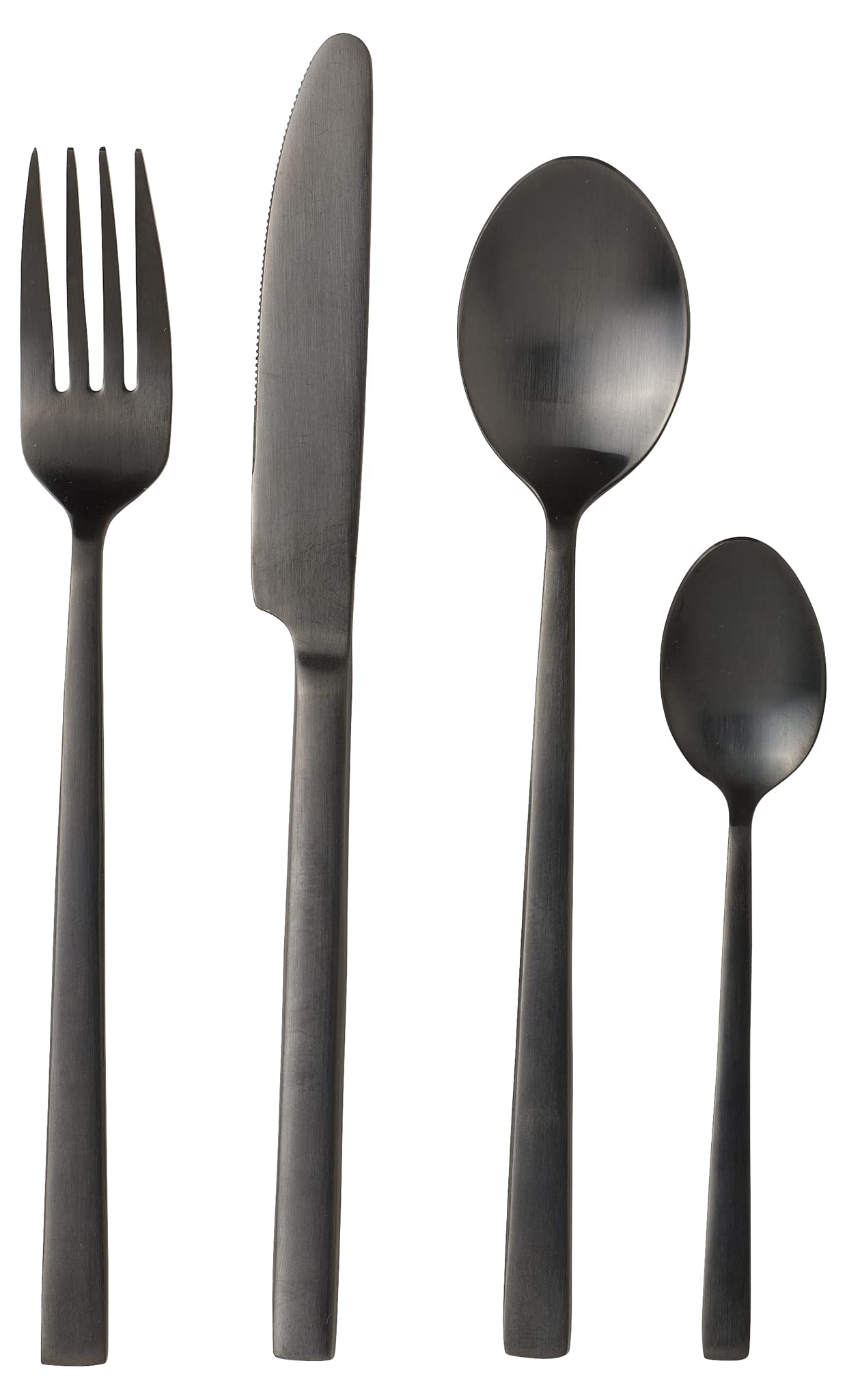 BITZ Besteck-Set 16-teilig Mattschwarz. 16-teiliges, mattschwarzes Besteckset. Essbesteck für eine Person für den täglichen Gebrauch.

