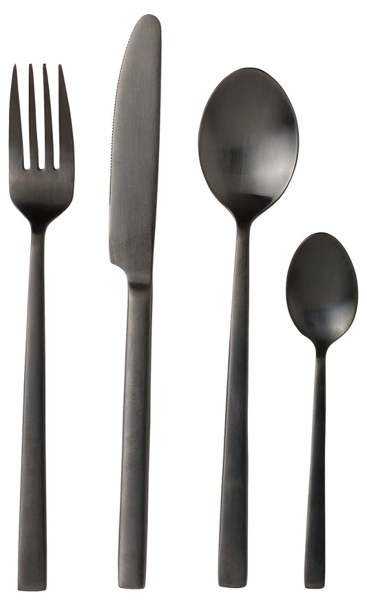 BITZ Besteck-Set 16-teilig Mattschwarz. 16-teiliges, mattschwarzes Besteckset. Essbesteck für eine Person für den täglichen Gebrauch.
