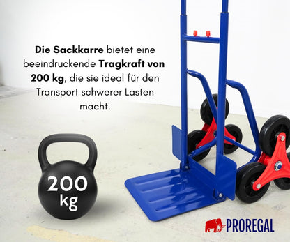 PROREGAL Odin Treppensackkarre 200kg - Blau klappbar