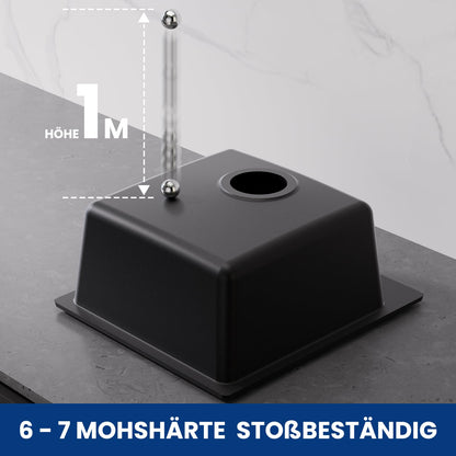 CECIPA Granit Küchenspüle Schwarz 40x45cm - 1 Becken