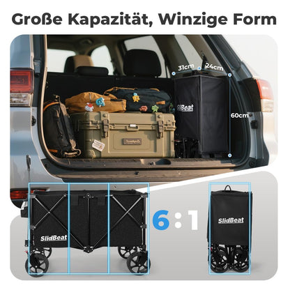 SLIDBEAT XXL Faltbollerwagen 220L/200KG – All-Terrain Räder