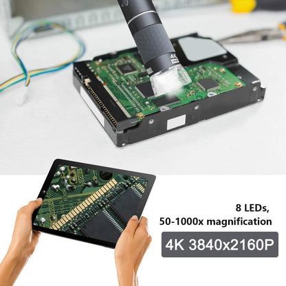 Jiusion WiFi USB Digitalmikroskop 1000X 4K mit Metallständer