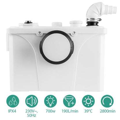 Vigevee Hebeanlage Schmutzwasserpumpe 700W, 190 L/min, 39 dB