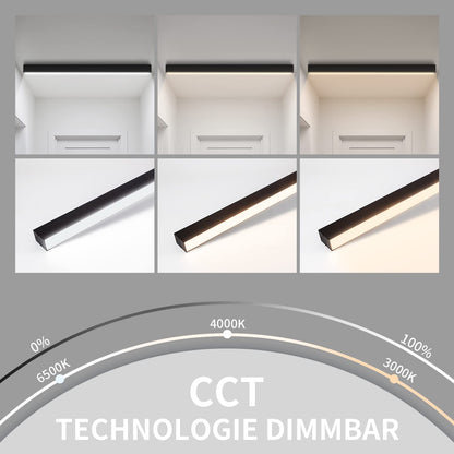 Glitzerlife LED Deckenleuchte 107cm Schwarz Dimmbar