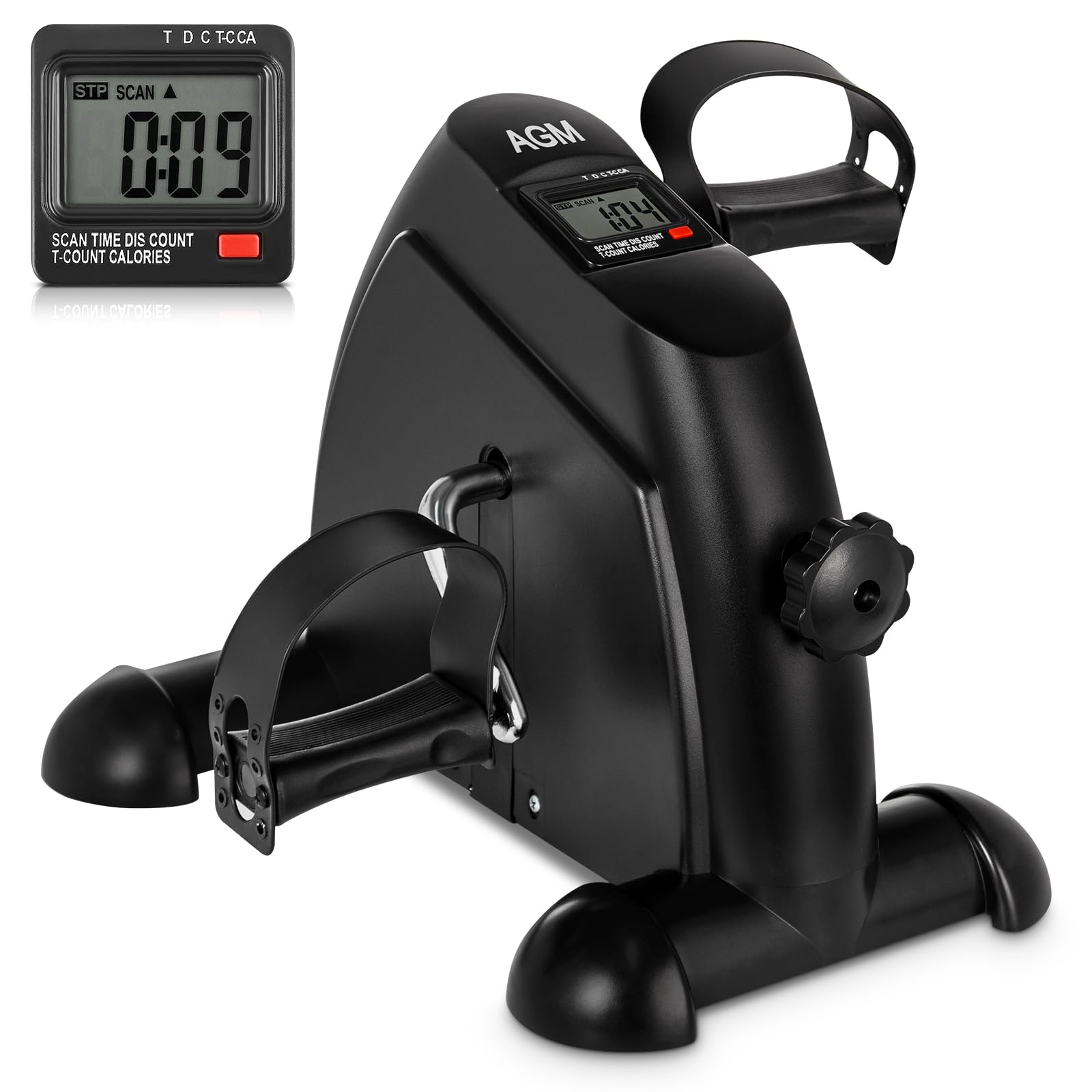 AGM Mini Fitnessbike Heimtrainer, Arm- und Beintrainer, schwarz, kompakter Pedaltrainer mit LCD-Display