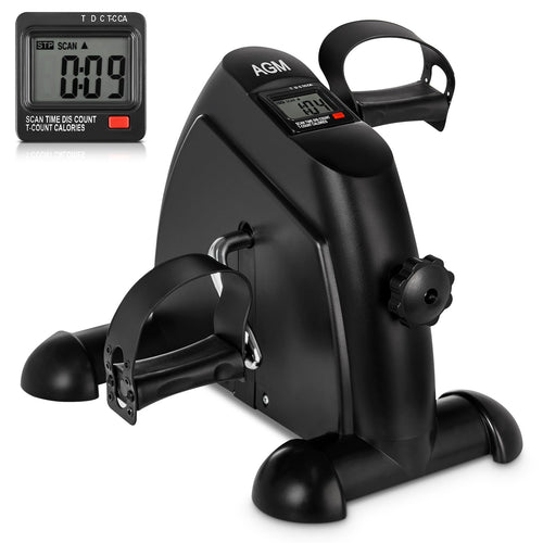 AGM Mini Fitnessbike Heimtrainer, Arm- und Beintrainer, schwarz, kompakter Pedaltrainer mit LCD-Display