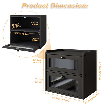 Alpeir Brotkasten Holz 2 Etagen – Acryl-Sichtfenster Schwarz
