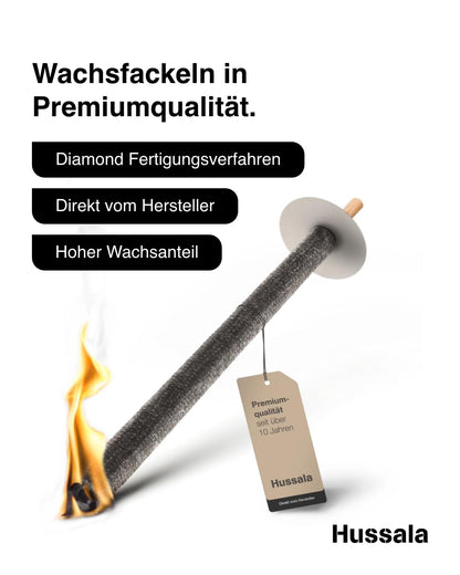 Hussala Diamond Wachsfackeln 50 Stk. – 90 Min. Brenndauer