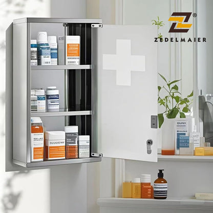Zedelmaier Medizinschrank Edelstahl hängend, abschliessbar, 3 Fächer