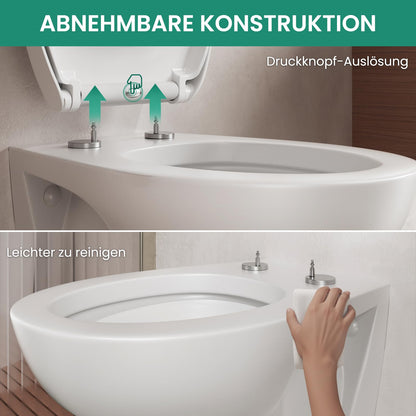 Anycee WC-Sitz Duroplast mit Absenkautomatik, Quick-Release, weiss
