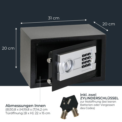 HMF Möbeltresor mit Zahlenschloss, Safe für DIN A5 Dokumente, schwarz