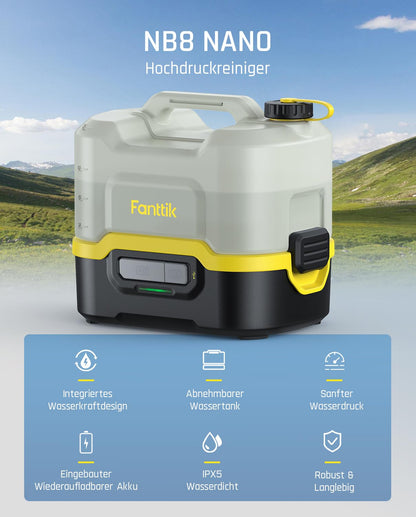 Fanttik NB8 Nano Akku-Hochdruckreiniger – 8 Liter Tank
