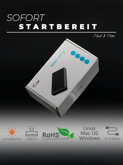 i-tec Externe Festplatte 2TB USB 3.0 – 3.5 Zoll mit Netzteil