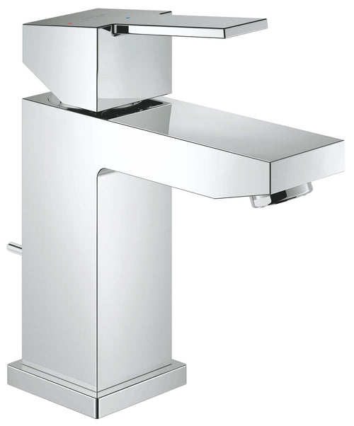 GROHE Sail Cube Einhand-Waschtischarmatur, chrom. Kubisch geformt, regelt Wassertemperatur und -menge am Waschtisch.