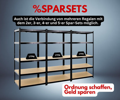 PROREGAL Taurus Schwerlast Steckregal – 875kg, 180x90x60cm, Schwarz