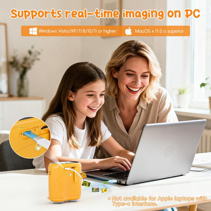 Temodu 2-in-1 Mikroskop und Fernglas für Kinder mit Display, Orange